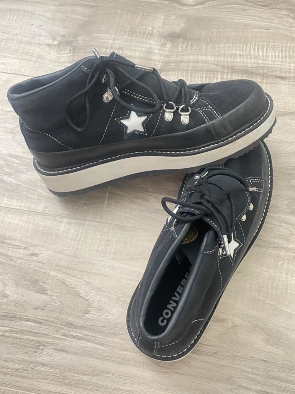 Y2k Chunky Black Unisex Star Converses - Picture 1 of 8
